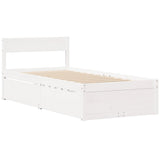 Bed frame without white mattress 75x190 cm solid pine wood