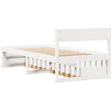 Bed frame without white mattress 75x190 cm solid pine wood