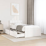 Bed frame without white mattress 75x190 cm solid pine wood