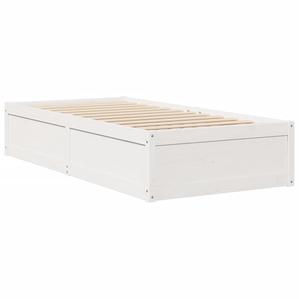 Cadre de lit sans matelas blanc 100x200 cm bois de pin massif