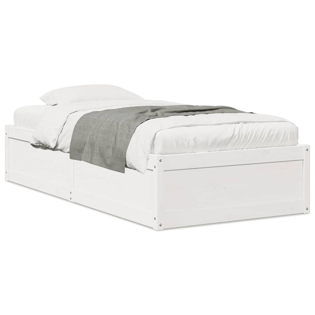 Cadre de lit sans matelas blanc 90x200 cm bois de pin massif