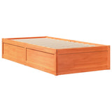 Bed frame without mattress brown wax 90x200 cm solid pine wood