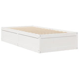 Bed frame without white mattress 90x190 cm solid pine wood