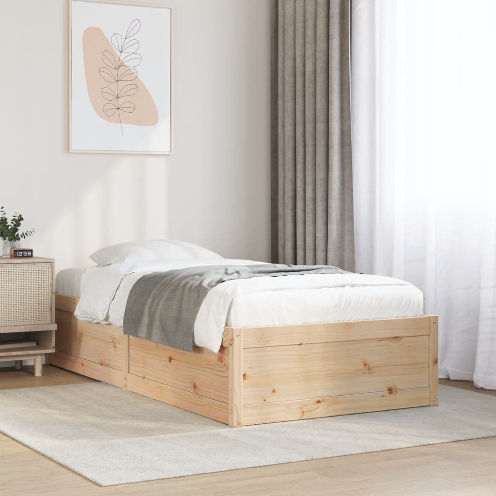 Cadre de lit sans matelas 75x190 cm bois de pin massif