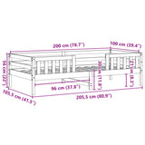 Bettgestell ohne Matratze 100x200 cm aus massivem Kiefernholz