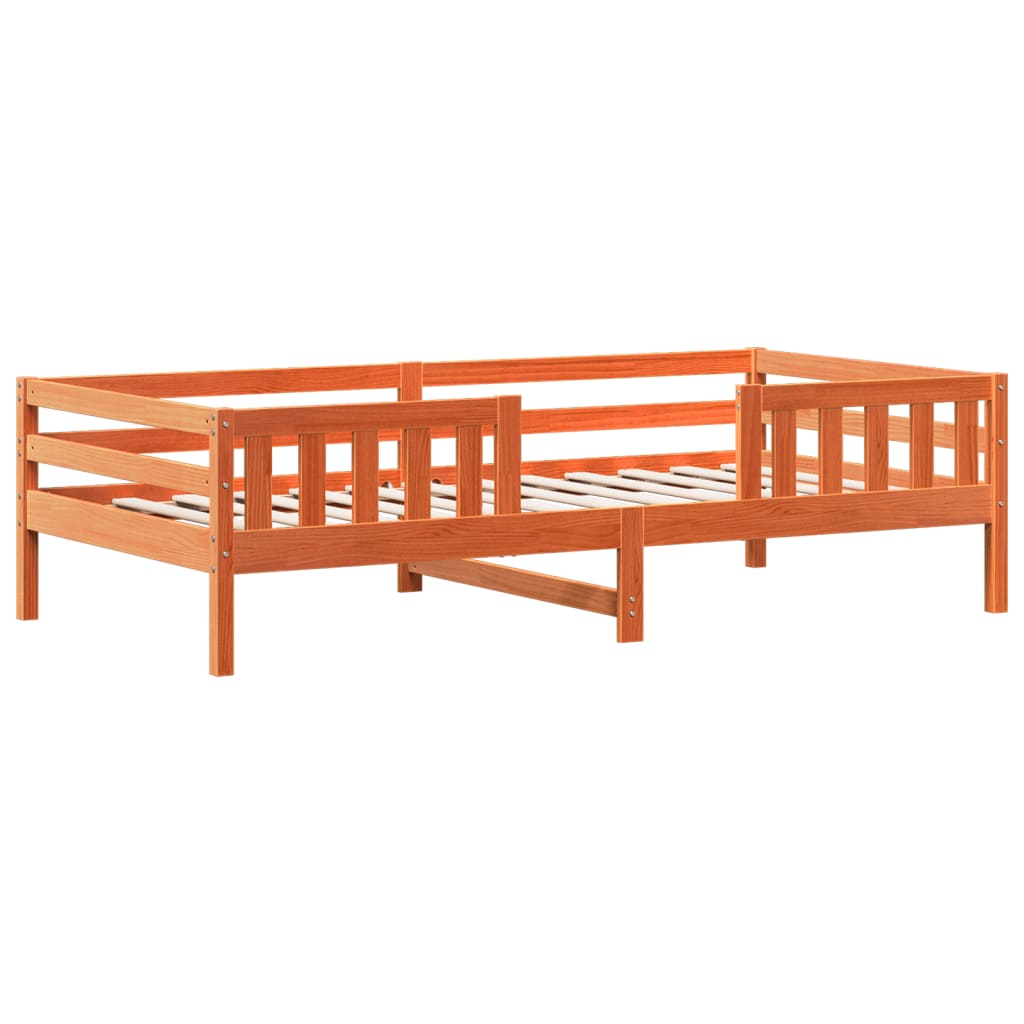 Bed frame without mattress brown wax 90x200 cm solid pine wood