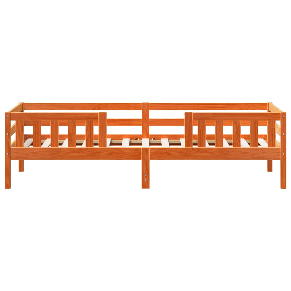 Bed frame without mattress brown wax 90x200 cm solid pine wood