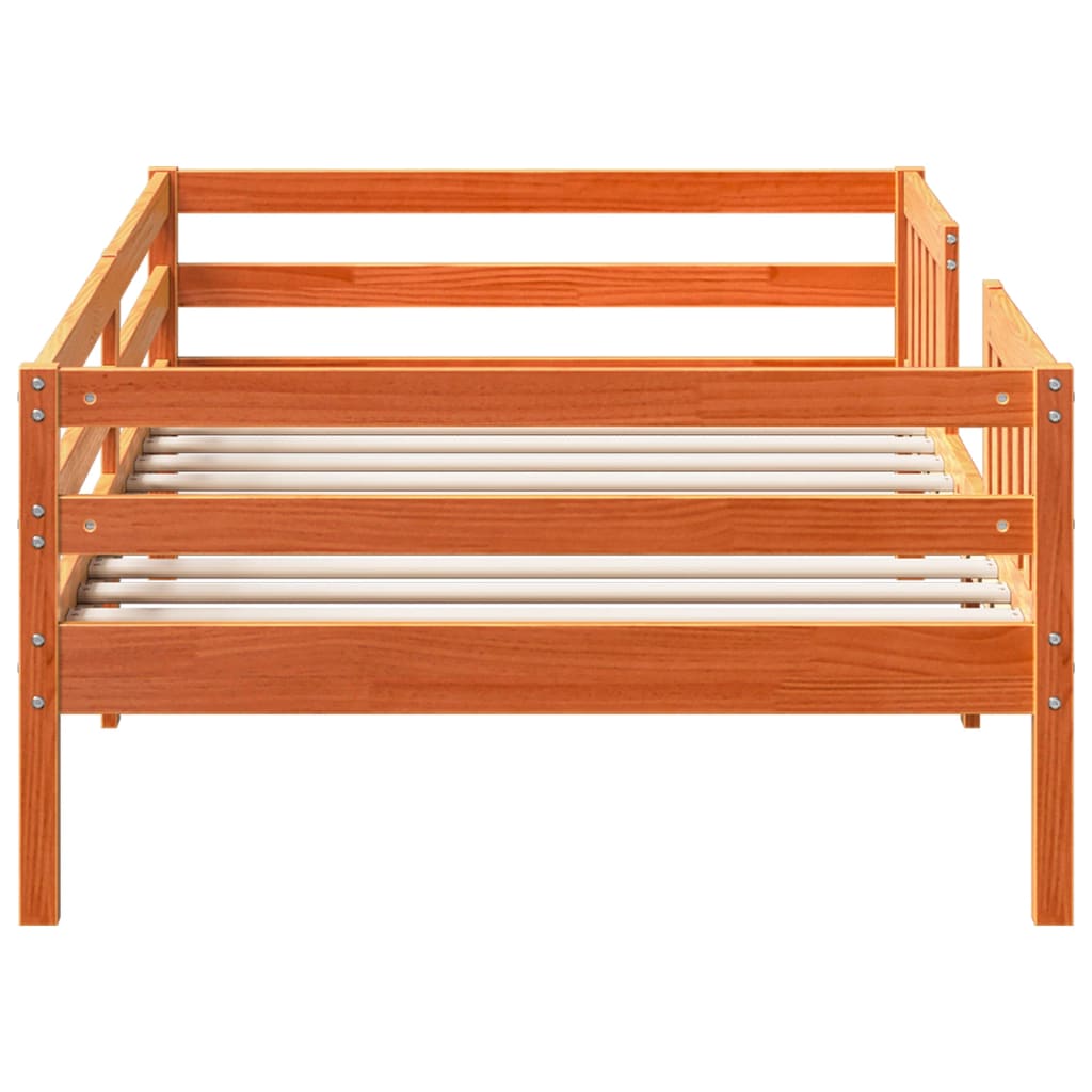 Bed frame without mattress brown wax 90x200 cm solid pine wood