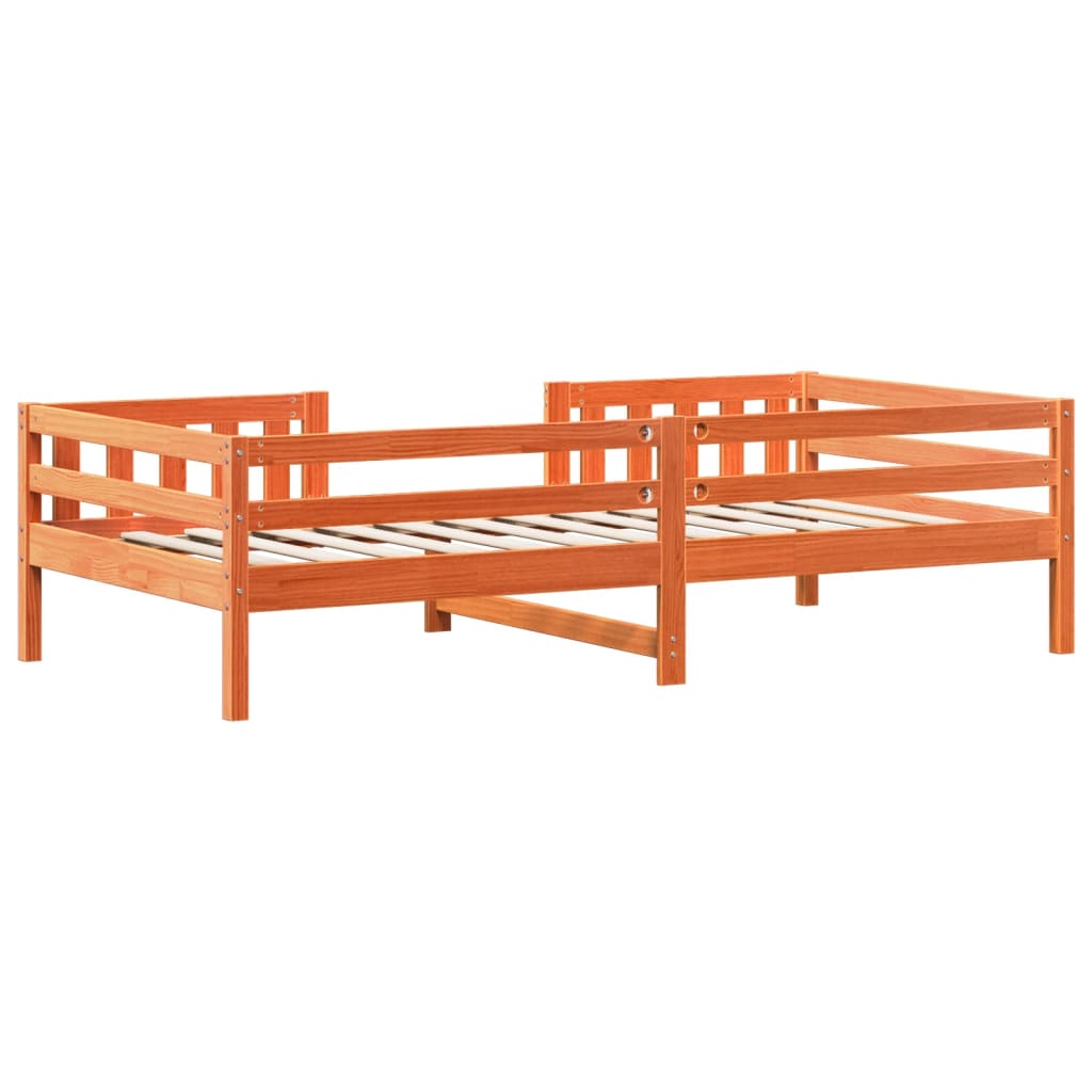 Bed frame without mattress brown wax 90x200 cm solid pine wood