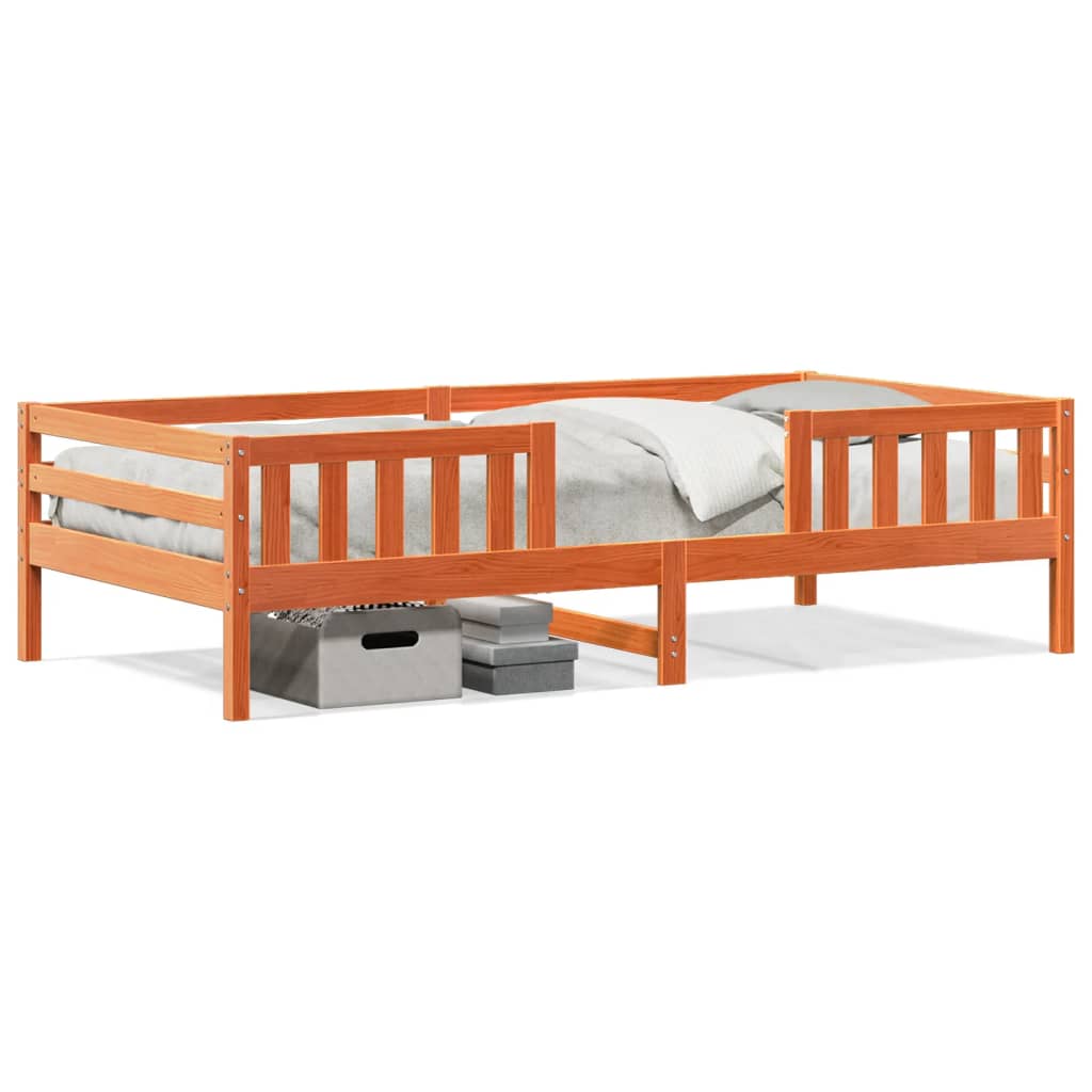 Bed frame without mattress brown wax 80x200 cm solid pine wood