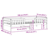 Bettgestell ohne Matratze 75x190 cm aus massivem Kiefernholz