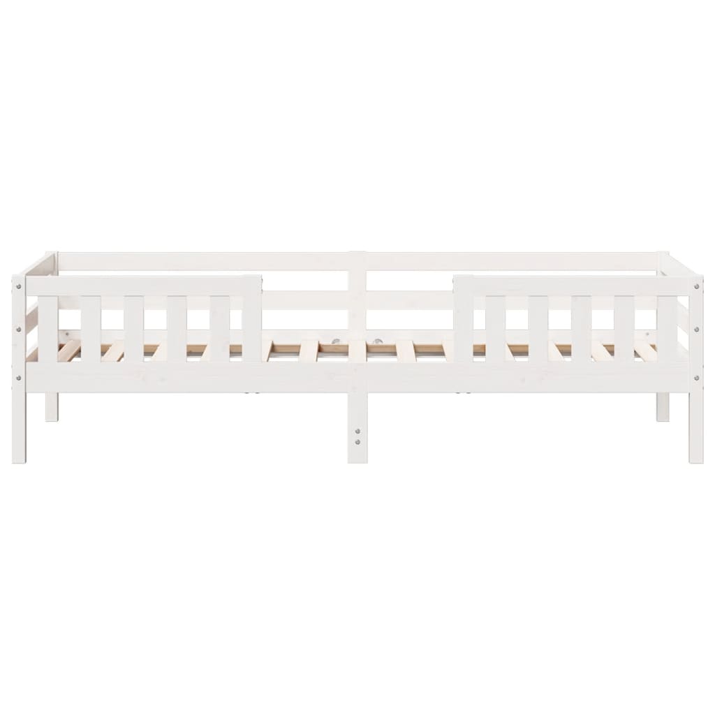 Bed frame without white mattress 75x190 cm solid pine wood