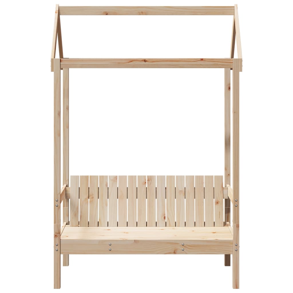 Bench with roof 117.5x70x176.5 cm solid pine wood