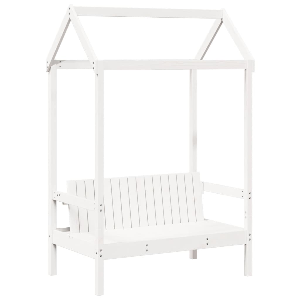 Banc avec toit blanc 117,5x70x176,5 cm bois de pin massif