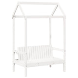 Banc avec toit blanc 117,5x70x176,5 cm bois de pin massif