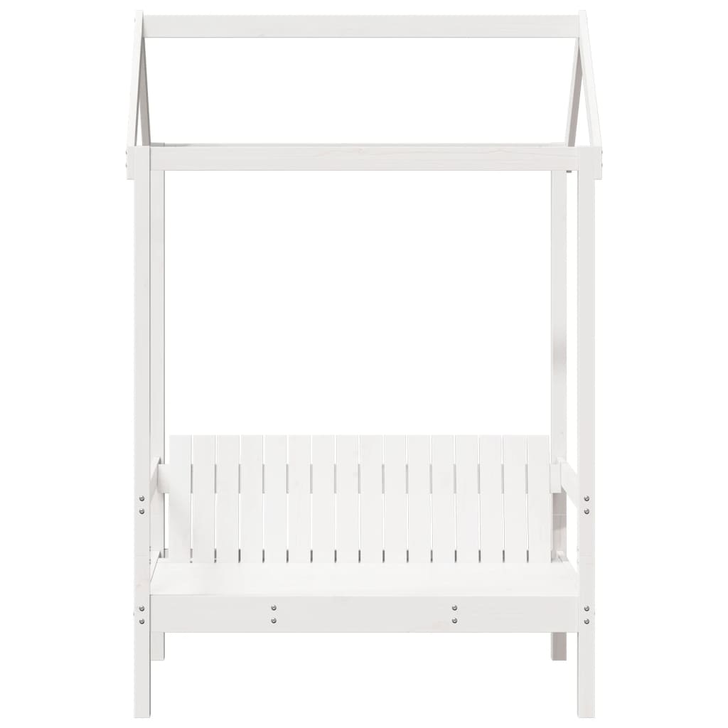 Banc avec toit blanc 117,5x70x176,5 cm bois de pin massif