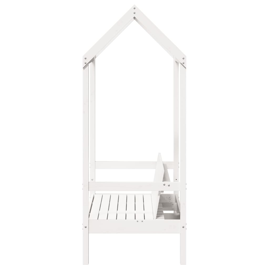 Banc avec toit blanc 117,5x70x176,5 cm bois de pin massif