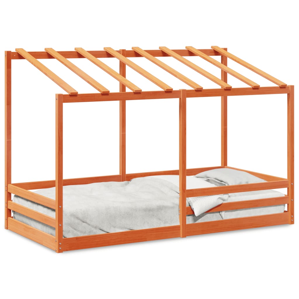 Lit pour enfants sans matelas cire marron 80x200 cm pin massif