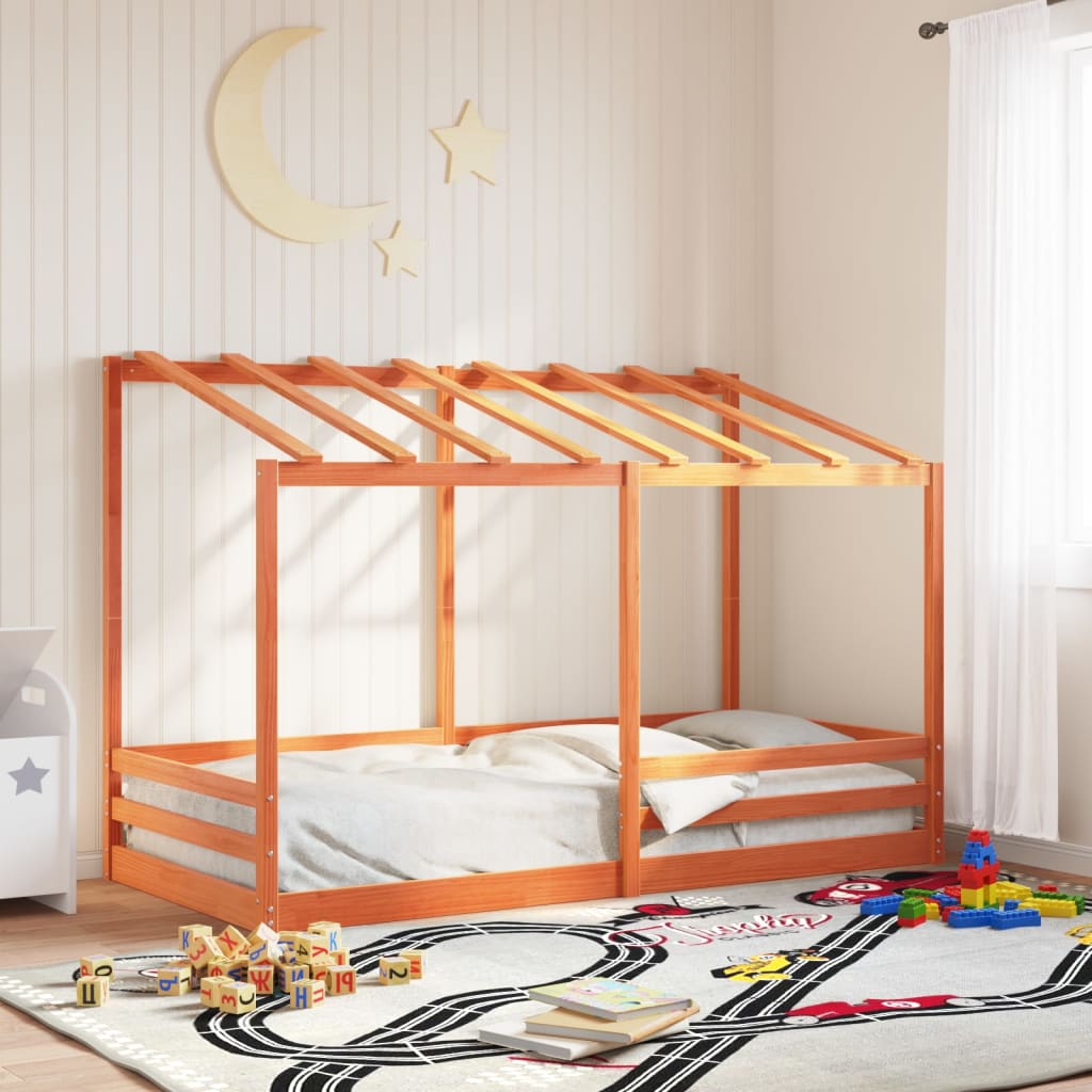 Children's bed without mattress brown wax 80x200 cm solid pine