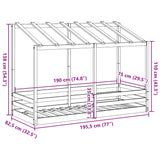 Lit pour enfants sans matelas blanc 75x190 cm bois pin massif