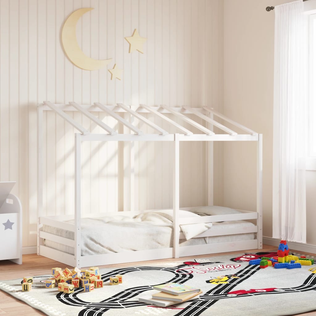 Lit pour enfants sans matelas blanc 75x190 cm bois pin massif