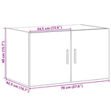 Wandschrank aus brauner Eiche, 70 x 42,5 x 40 cm, Holzwerkstoff