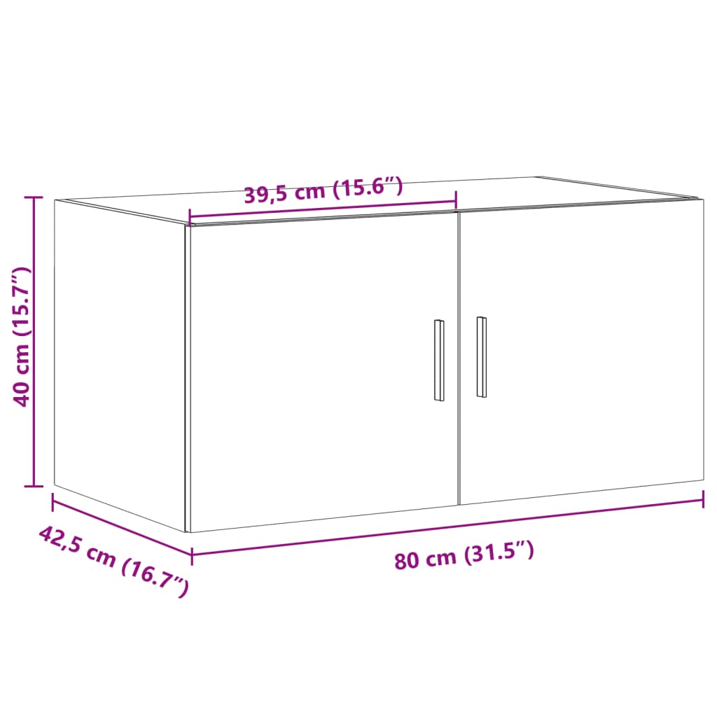 Weißer Wandschrank 80x42,5x40 cm aus Holzwerkstoff