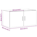 Wandschrank aus geräucherter Eiche, 80 x 42,5 x 40 cm, Holzwerkstoff