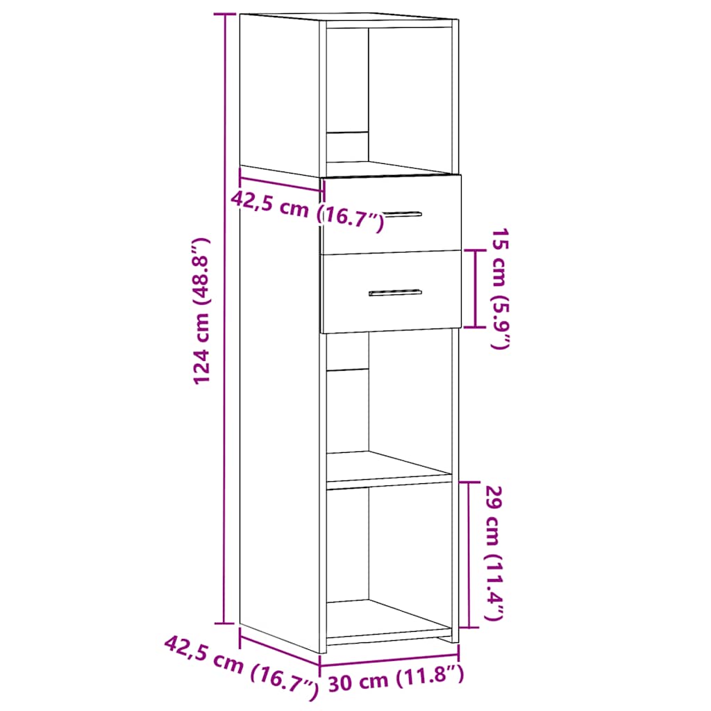 Buffet haut blanc 30x42,5x124 cm bois d'ingénierie