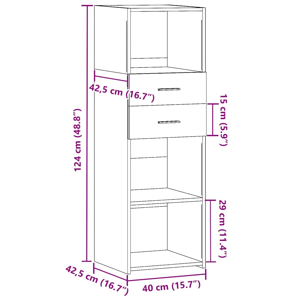 Buffet haut noir 40x42,5x124 cm bois d'ingénierie