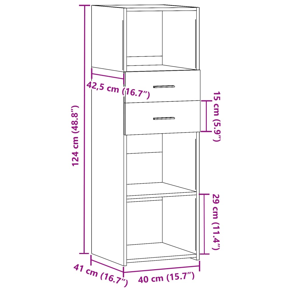 Buffet haut chêne sonoma 40x42,5x124 cm bois d'ingénierie