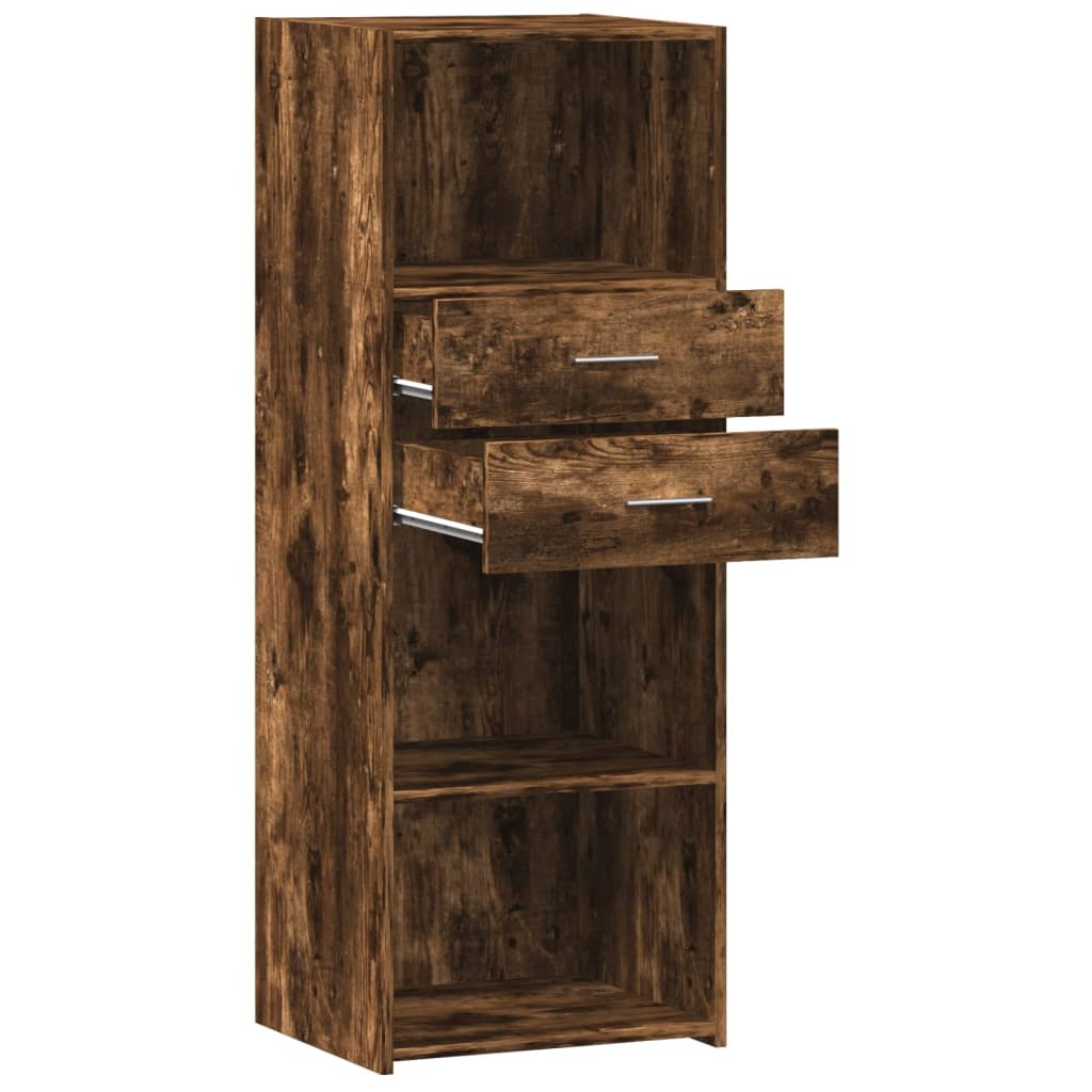 Buffet haut chêne fumé 45x42,5x124 cm bois d'ingénierie