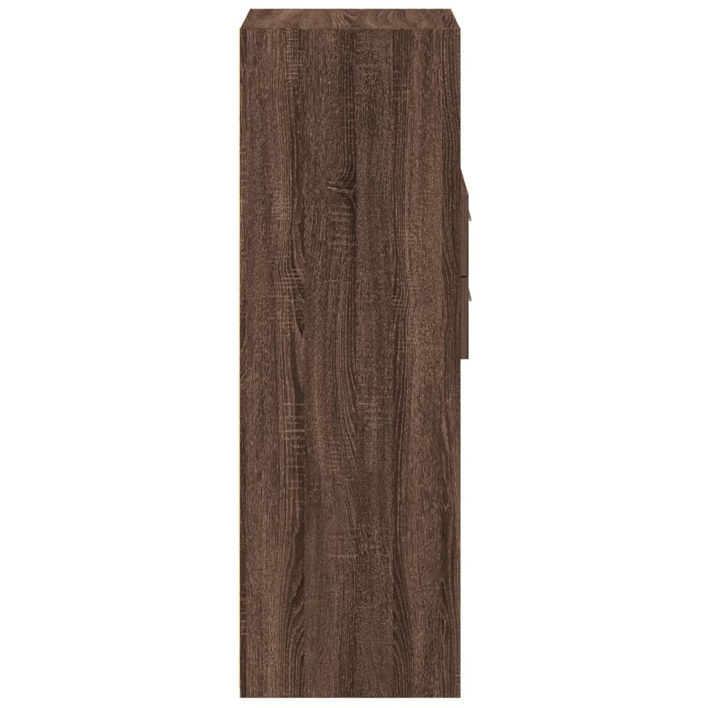 Buffet haut chêne marron 45x42,5x124 cm bois d'ingénierie