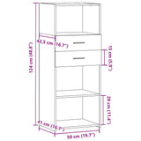 Betongraues hohes Sideboard 50x42,5x124 cm, Holzwerkstoff