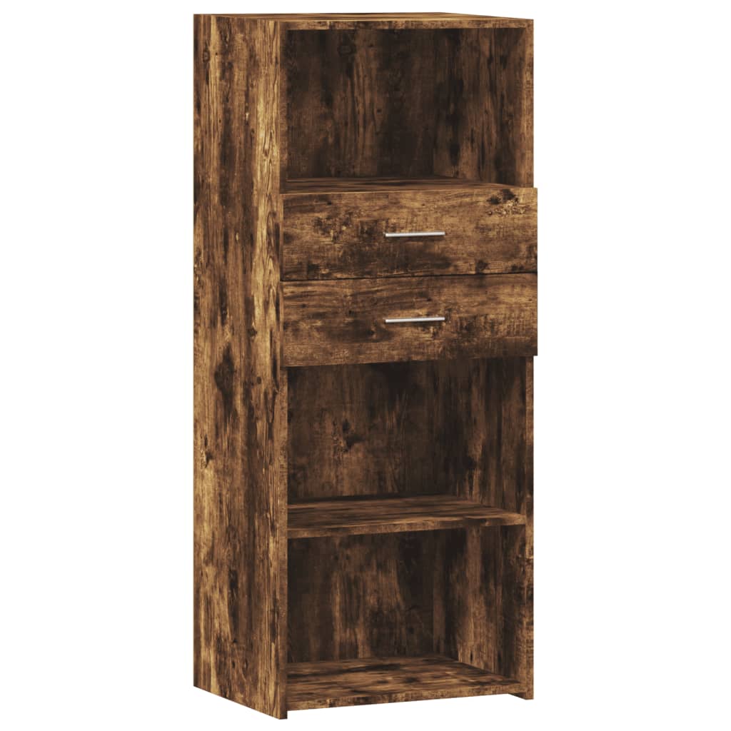 Buffet haut chêne fumé 50x42,5x124 cm bois d'ingénierie