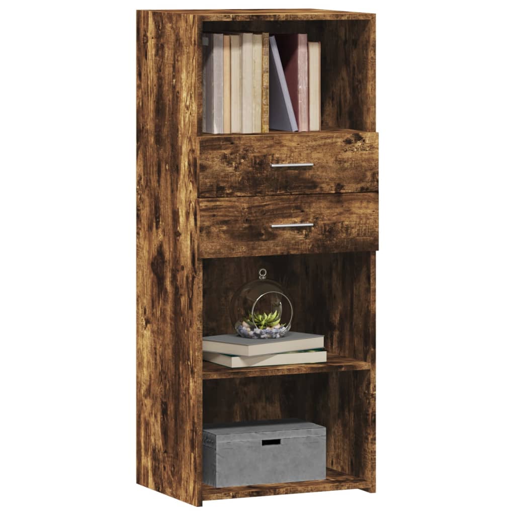 Buffet haut chêne fumé 50x42,5x124 cm bois d'ingénierie