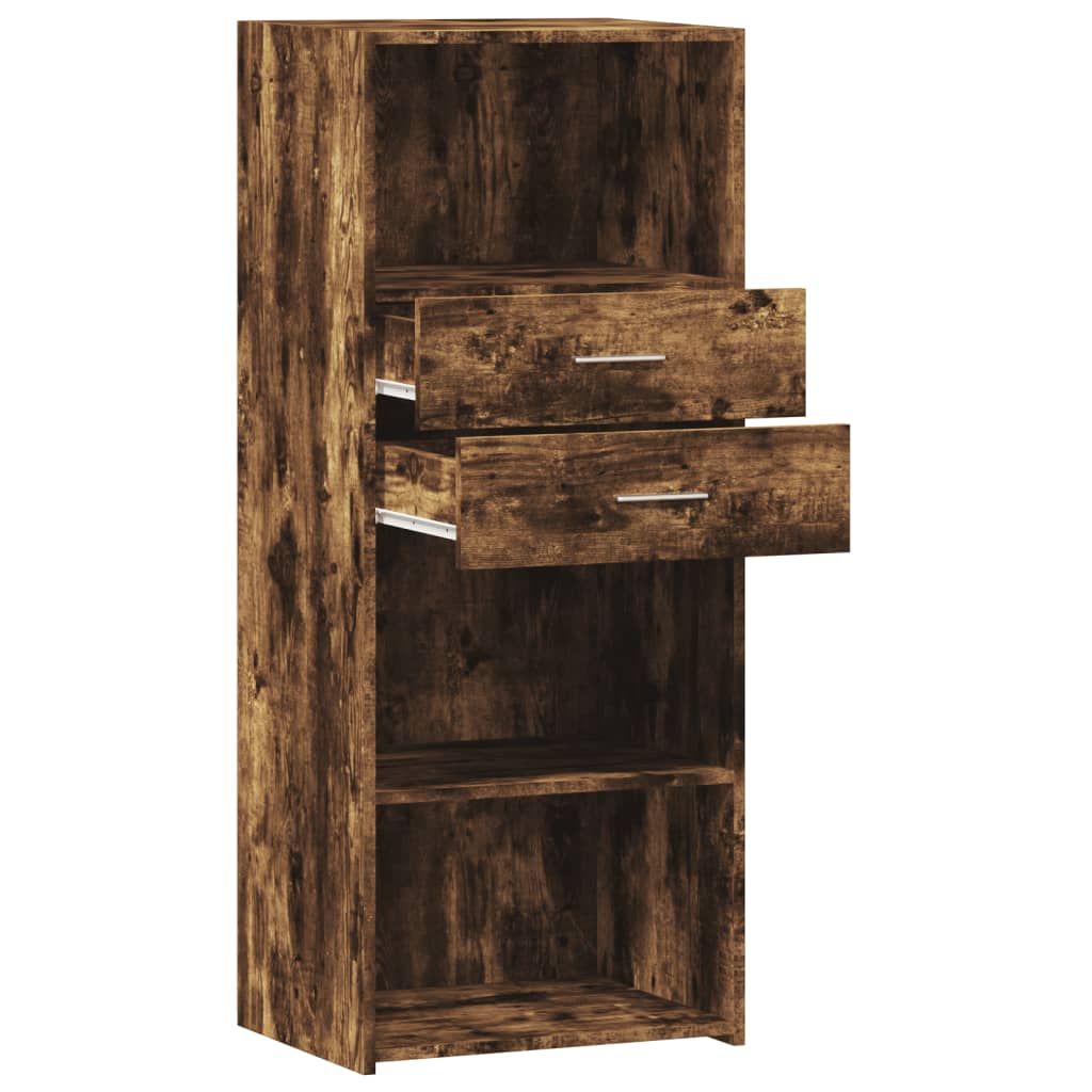 Buffet haut chêne fumé 50x42,5x124 cm bois d'ingénierie