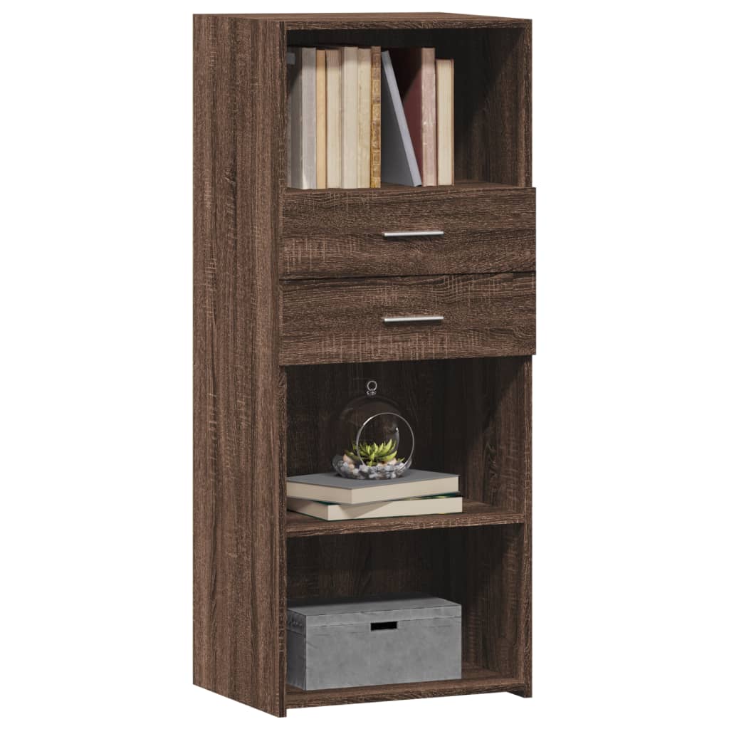 Buffet haut chêne marron 50x42,5x124 cm bois d'ingénierie