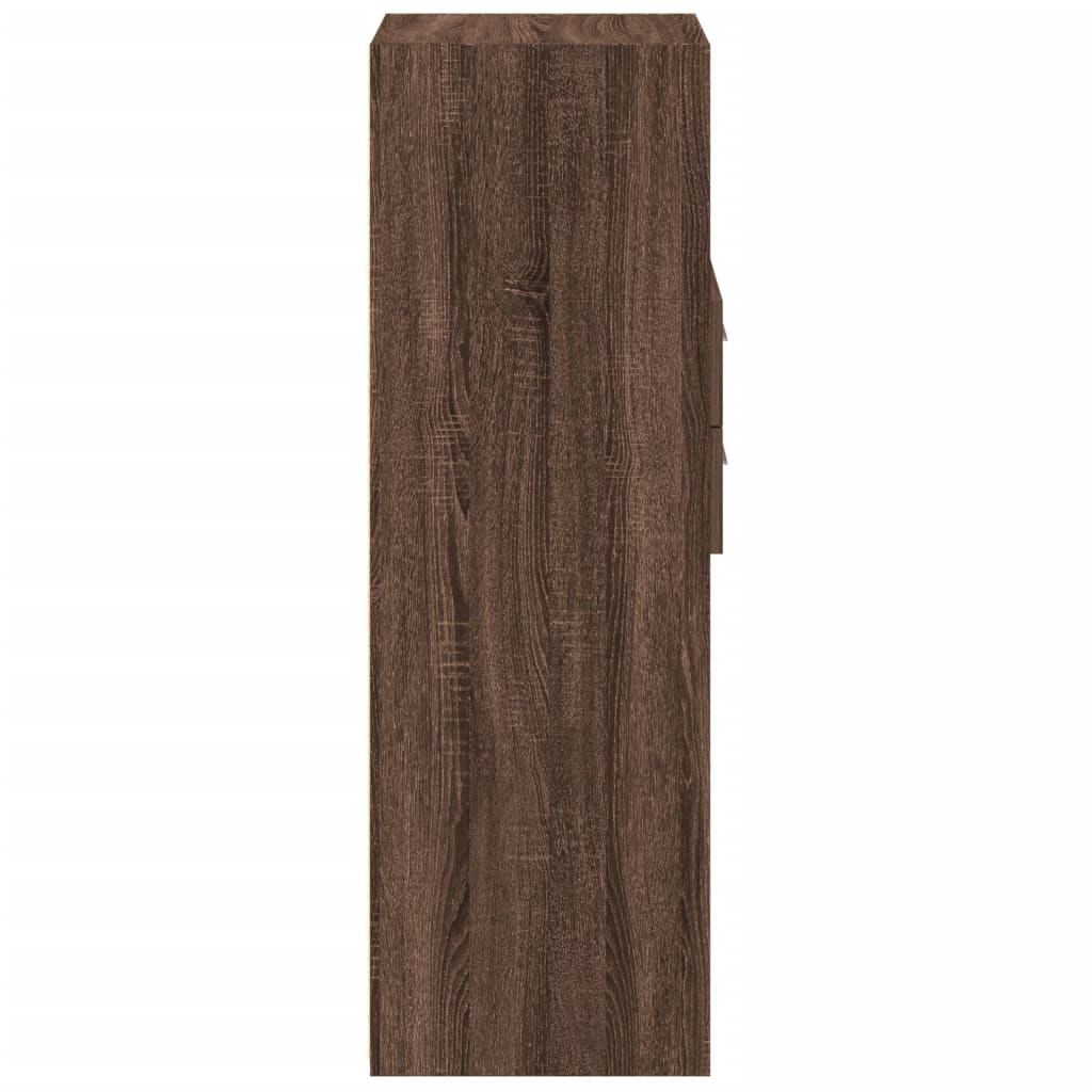 Buffet haut chêne marron 50x42,5x124 cm bois d'ingénierie