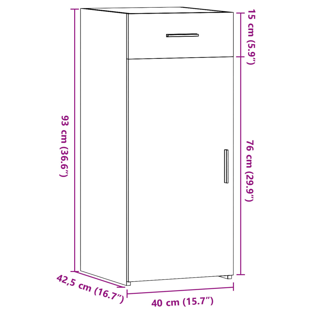 Buffet noir 40x42,5x93 cm bois d'ingénierie