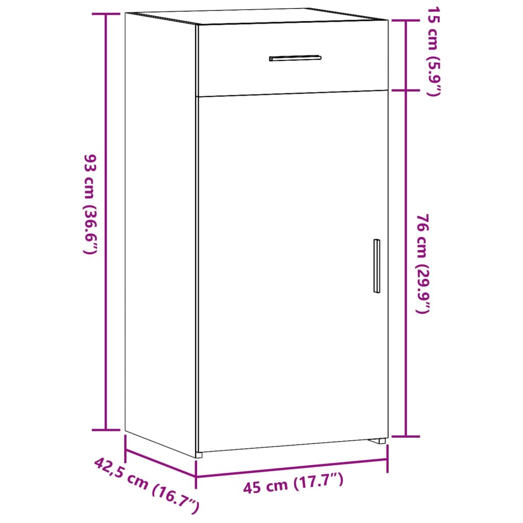 Buffet noir 45x42,5x93 cm bois d'ingénierie