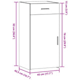 Buffet chêne fumé 45x42,5x93 cm bois d'ingénierie