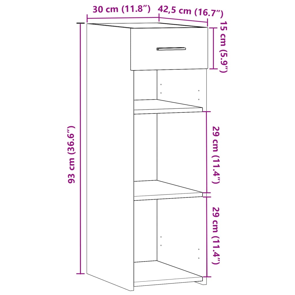 Buffet noir 30x42,5x93 cm bois d'ingénierie