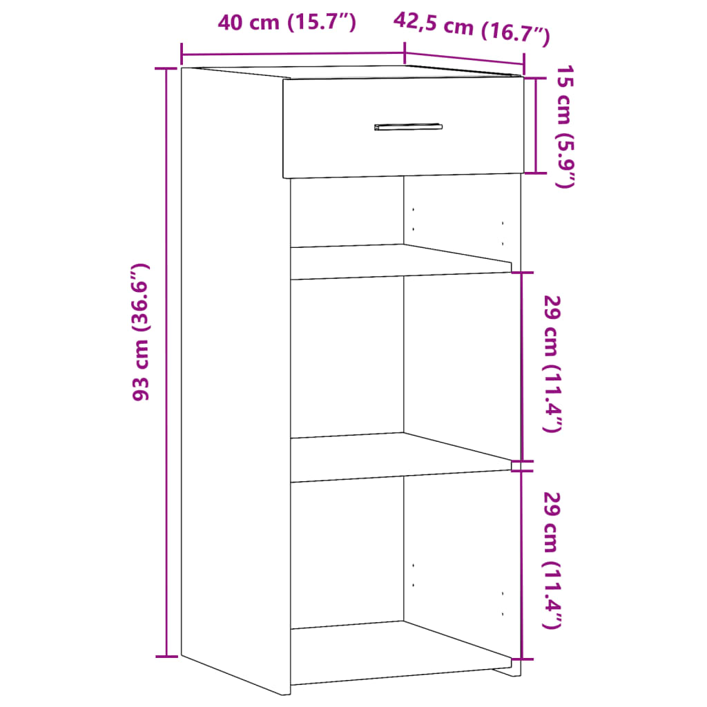 Buffet blanc 40x42,5x93 cm bois d'ingénierie