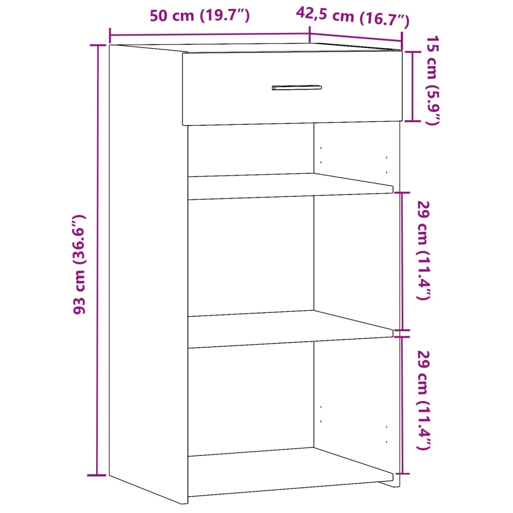 Buffet noir 50x42,5x93 cm bois d'ingénierie