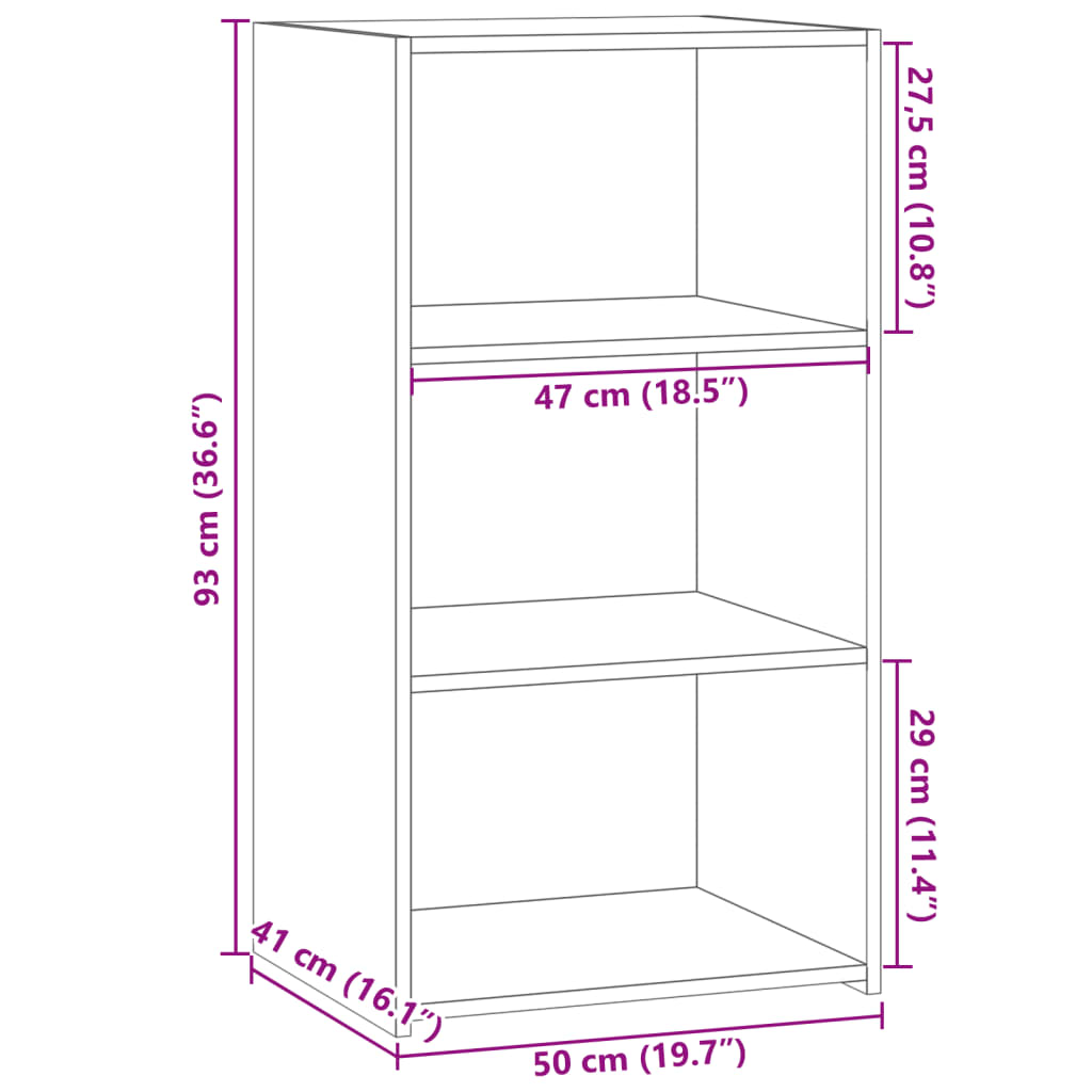 Buffet chêne marron 50x41x93 cm bois d'ingénierie