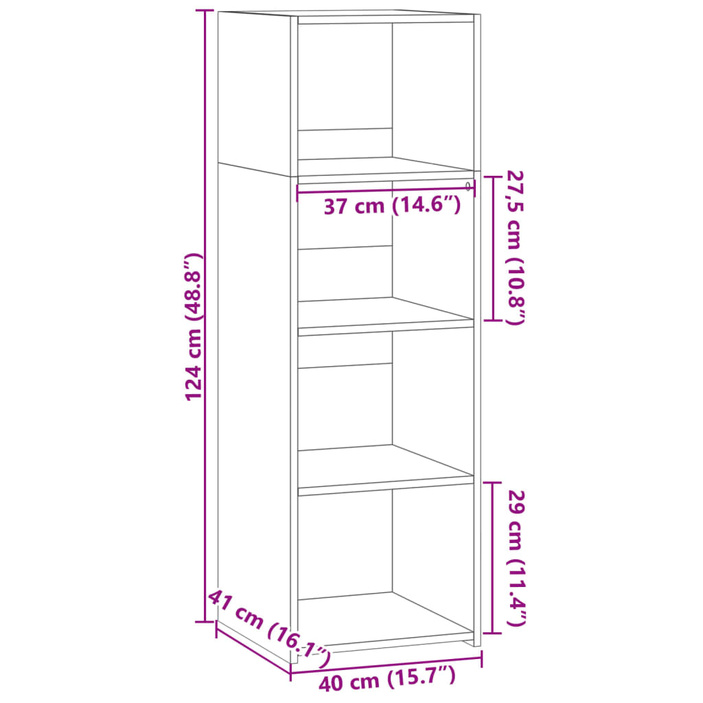 Buffet chêne sonoma 40x41x124 cm bois d'ingénierie