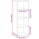 Betongraues hohes Sideboard 45x41x124 cm, Holzwerkstoff