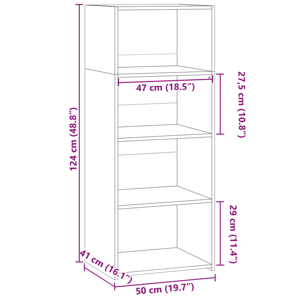 Buffet haut chêne marron 50x41x124 cm bois d'ingénierie