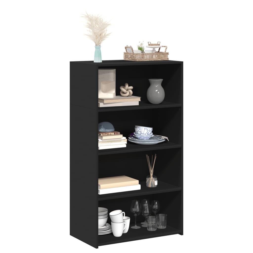 Buffet haut noir 70x41x124 cm bois d'ingénierie